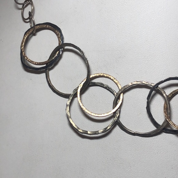 Sterling Tri Color Layered Rings Necklace - Picture 4 of 7